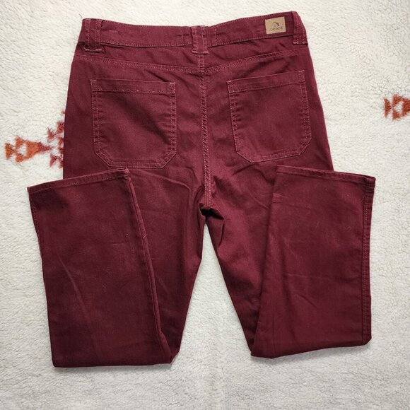 Jordache High Rise Utility Straight Leg Burgundy Jeans Size 12 Button Fly - Picture 2 of 5